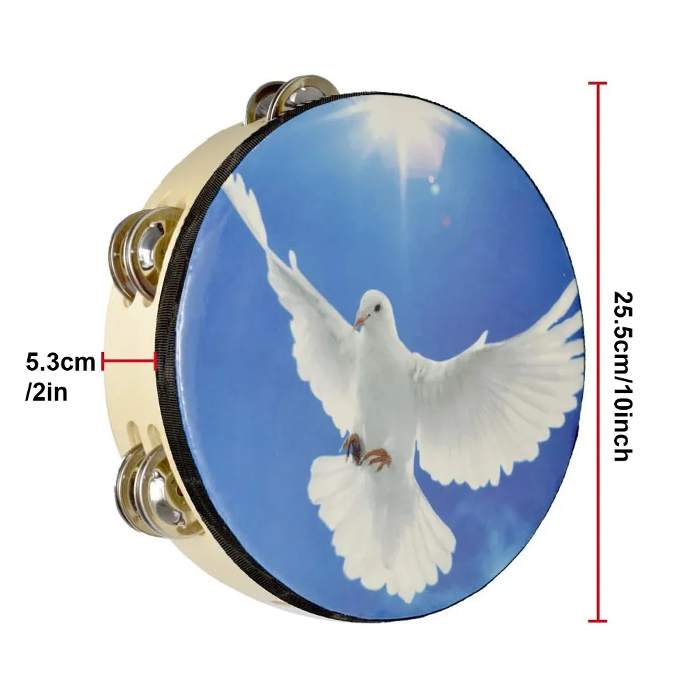 6 inch 8 inch 10 Wood Tambourine Hand Held with Double Row Metal Jingles for KTV Party Church Musical Percussion Instrument