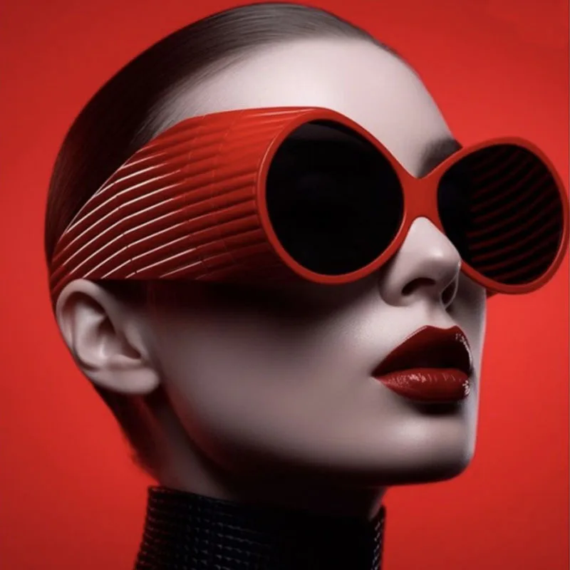 

2023 New Fashion Sexy Red Outdoor Sunglasses For Women Brand Vintage Steampunk Round Sun Glasses Men Punk Shades Gafas De Sol