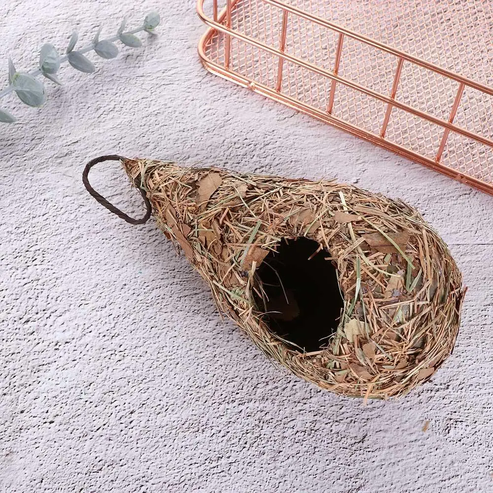 Bird house Bird nest 1/2PCS Bird House Natural Grass Hummingbird Bird Nest Fiber Hand-Woven Roosting Nest Hut for Yard Decoration