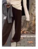 Soft waxy 100% cashmere wide-leg pants women's drooping feeling lazy wind knitted straight pants padded outer pants in autumn an 4