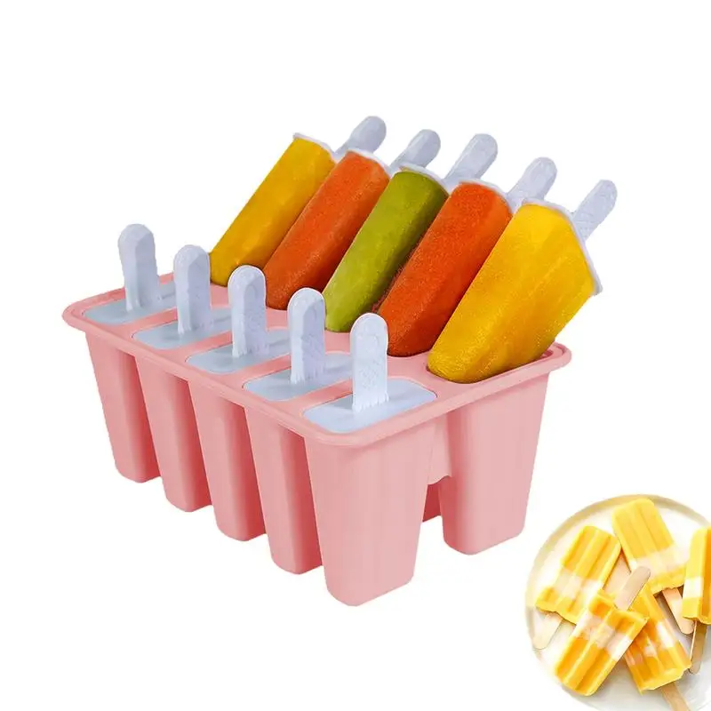 

Форма для мороженого, 10 емкостей, силиконовые формы для приготовления мороженого, многоразовый легко снимающийся инструмент для приготовления домашнего мороженого