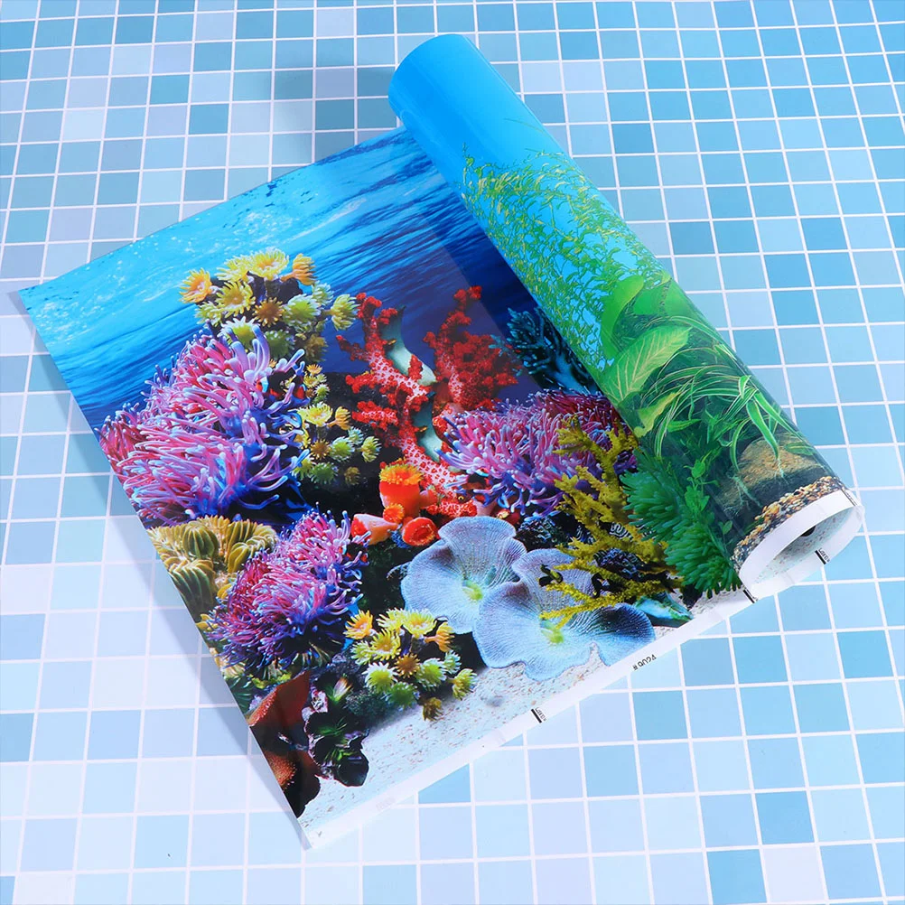 

Fish Tank Background Paper Aquarium Large Sticker Backdrop Decor for Double Sided