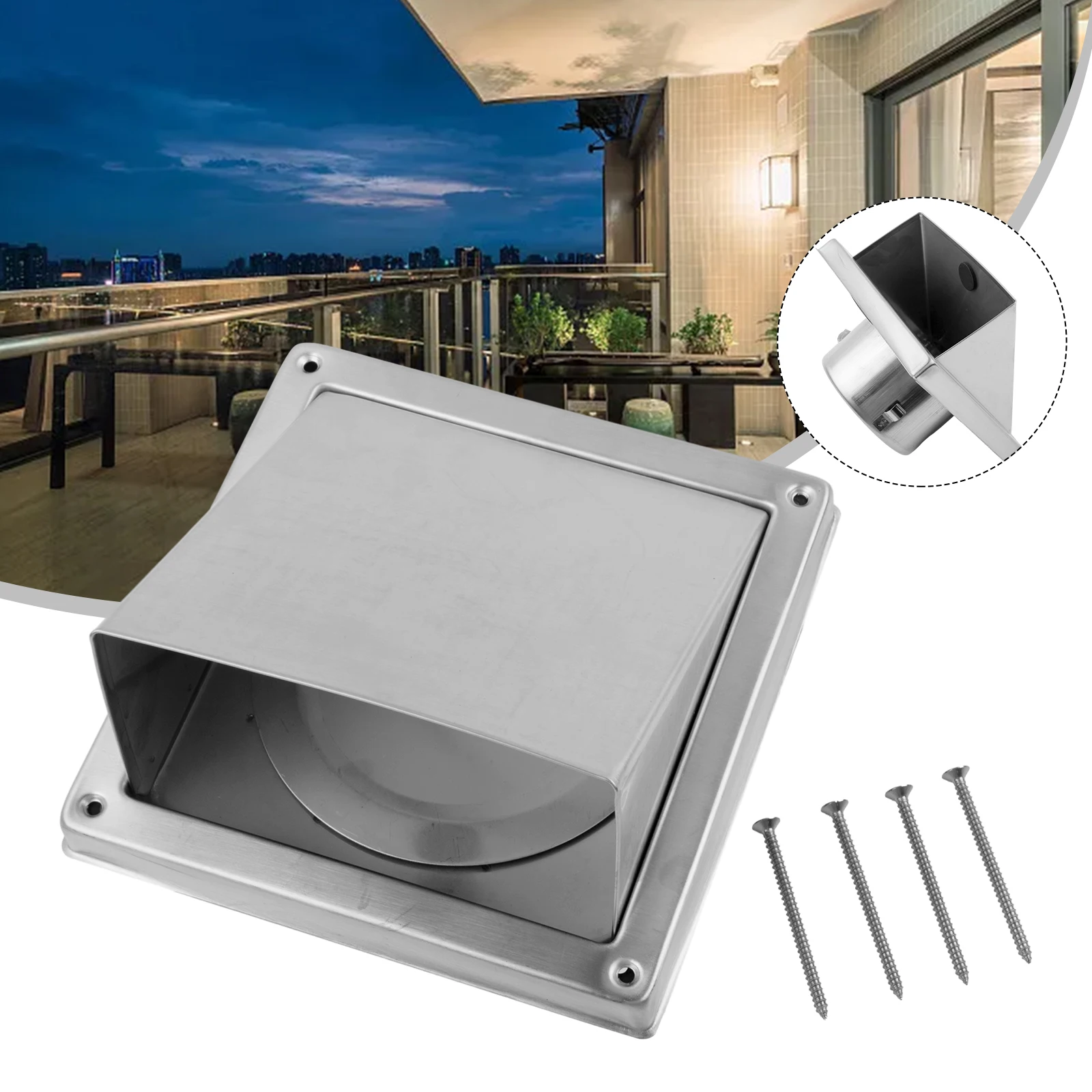 

Cover Air Vent Ducting Wall 100mm 304 Stainless Steel Dustproof External Wall Insect-proof Rainproof Brand New