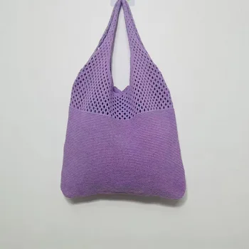 شيك بسيط ريترو الجوف حمل حقيبة أنيقة الجوف خارج محبوك حقيبة كتف نسج حقيبة يد حقيبة تسوق للنساء التجميع اليومي 5