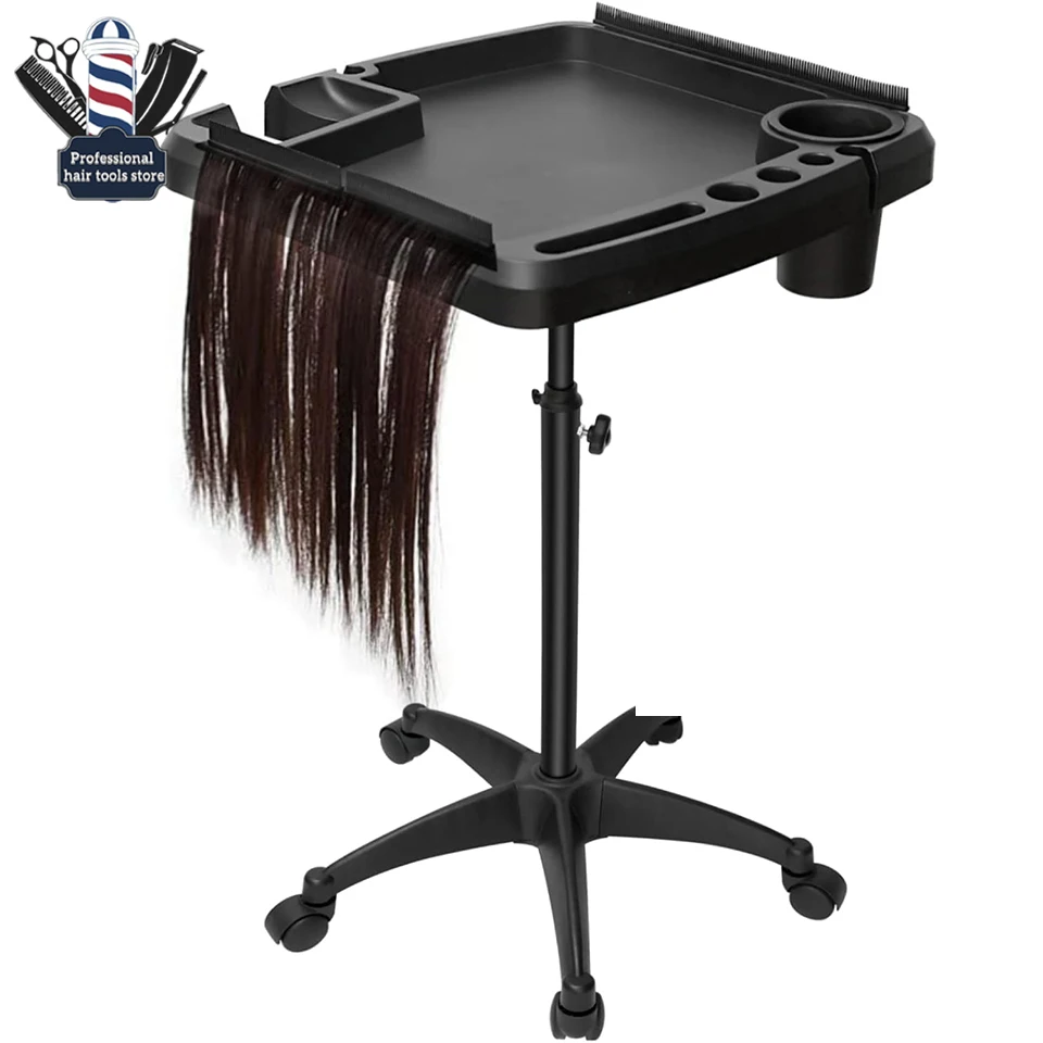 Professional Barber Rolling Trolley Cart Height Adjustable Beauty  for Hair Stylist Removable Hair Extension Tool Tray Tools