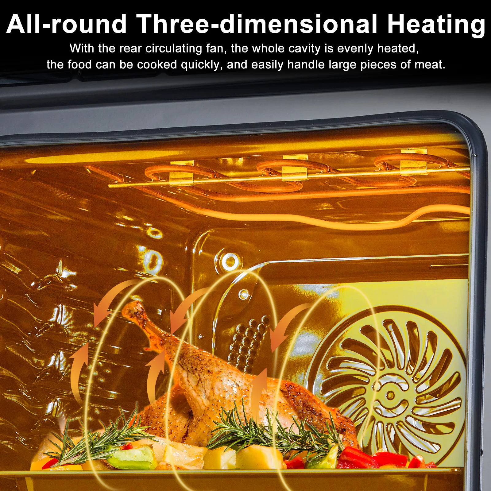 24" Electric Single Wall Oven, 2.5Cu.ft with 8 Baking Modes, 70L Electric Convection Oven, with Air Frying Function, 3000w