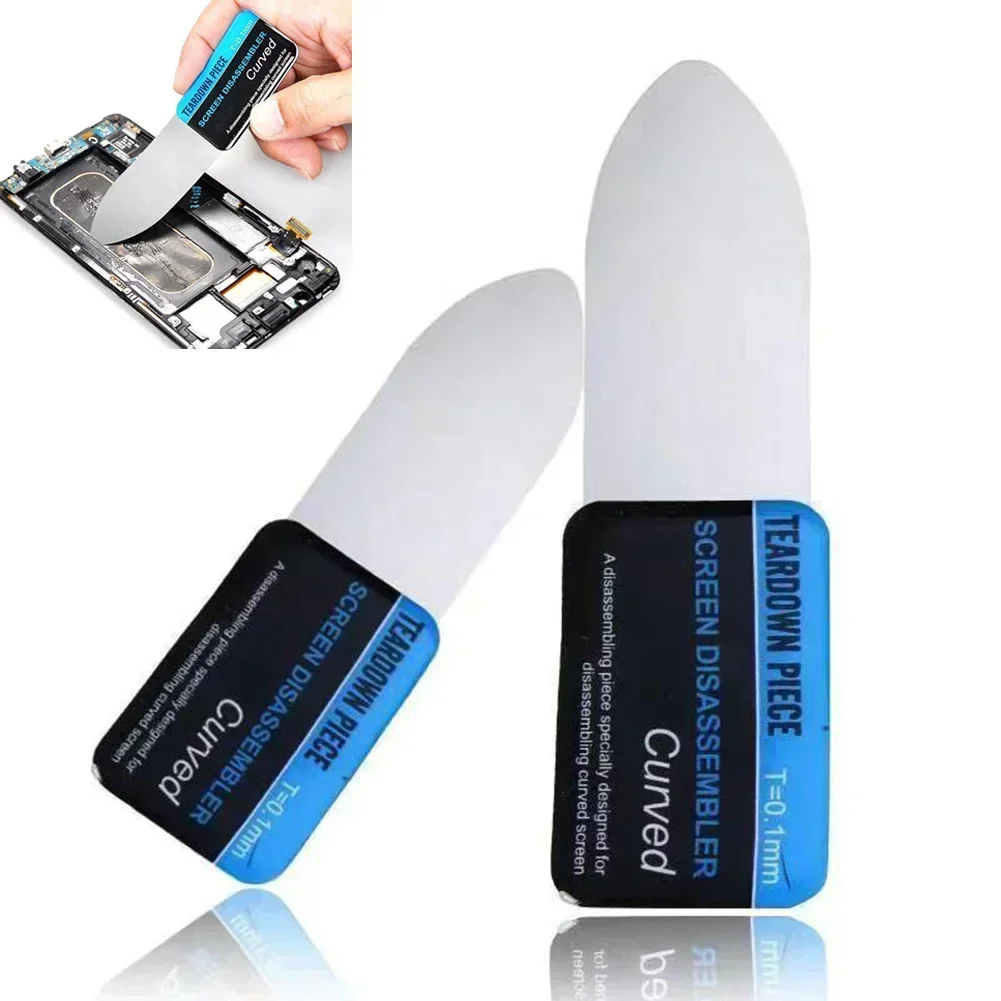 Phone Screen Disassemble Tool 1PC Mobile Phone Curved LCD Screen Spudger Opening Pry Card Tools Ultra Thin Flexible Mobile Phone Disassemble Steel Metal