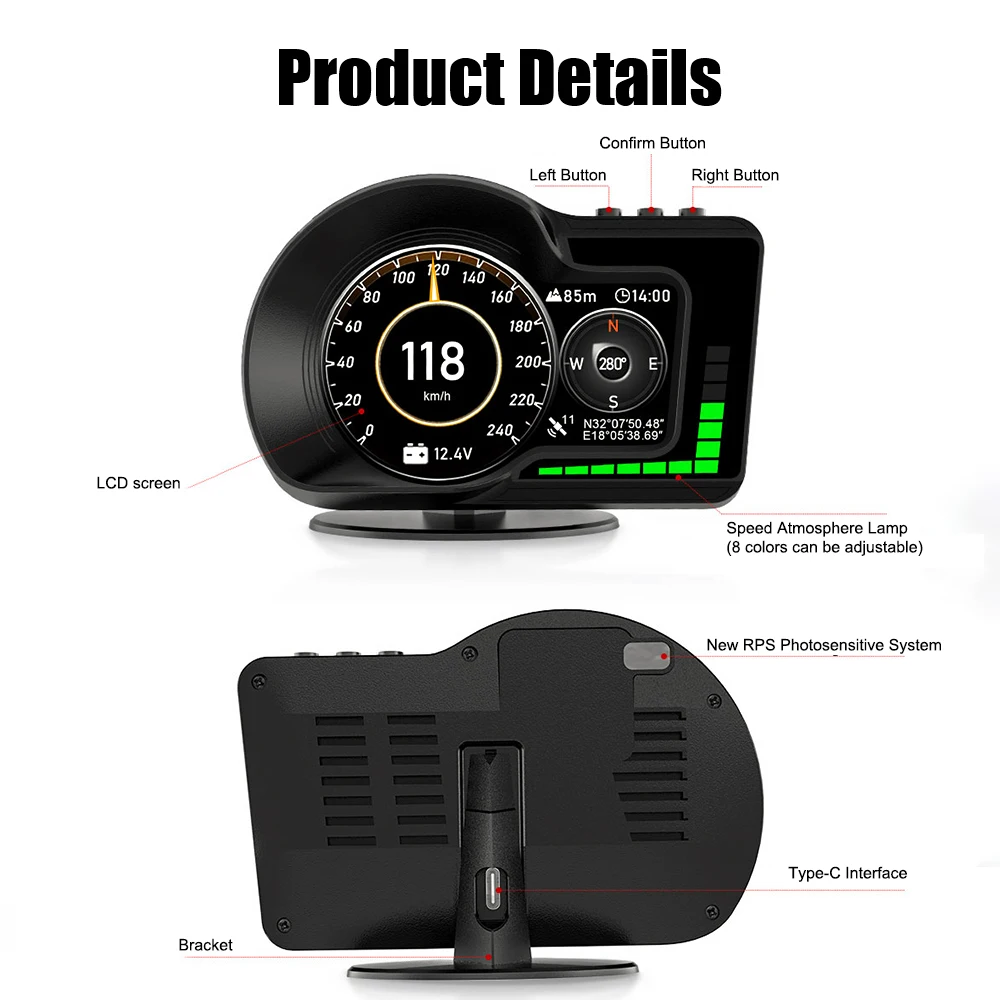 ڵ  ÷ RPM  6 ˶ , F15  ׽Ʈ ӵ, OBD GPS  ý HUD, 8  