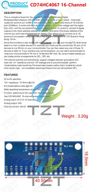 Modulo Multiplexer 74HC4067: 16 Canali Per Segnali Analogici/digitali, Breakout Board Preciso! - Foto 12