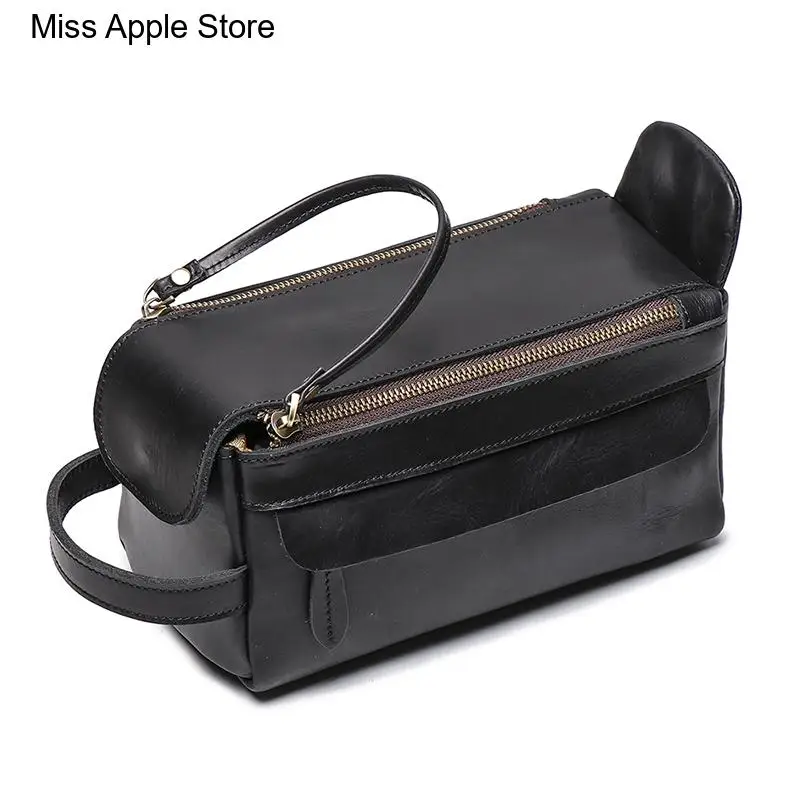 

Men's Luxury Handbag Genuine Leather Toiletry Bag Vintage Travel Shaving Dopp Kit for Toiletries Cosmetics Bag