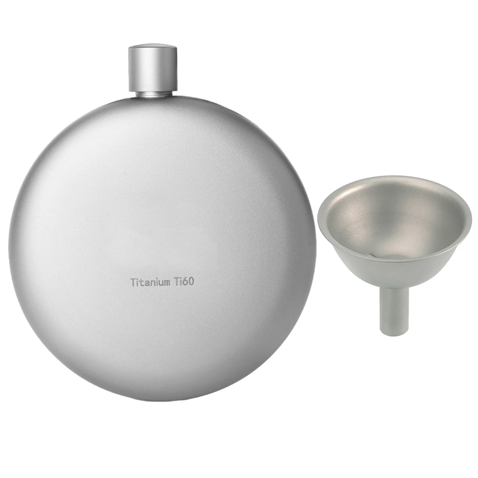 

170ml Titanium Wine Flask With Refill Funnel 11.6*10cm Gray For Camping Backpacking Traveling Protable Kitchen Tool