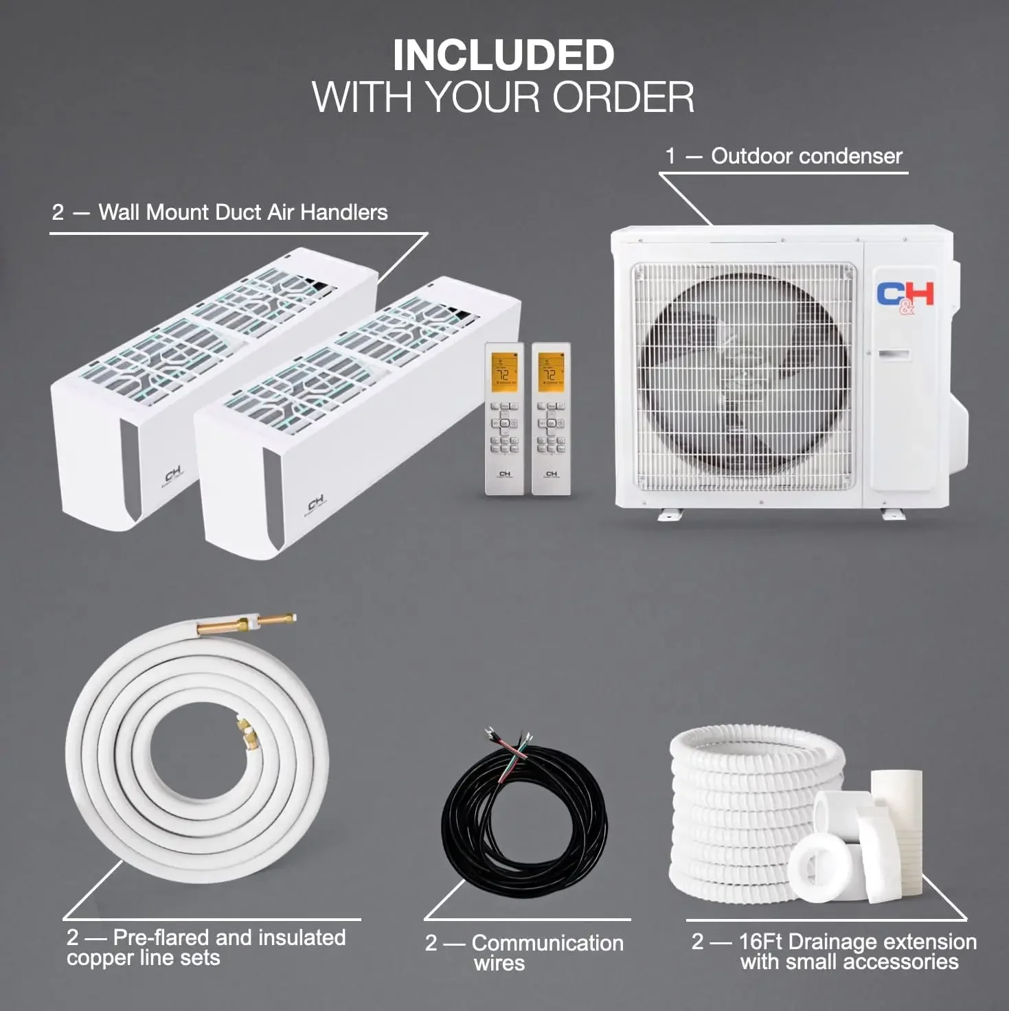 28000-BTU Dual 2 Zone 9000 18000 BTU Wall Mount 23.80 SEER 24.6 SEER2 Ductless Mini Split Air Conditioner Heat Pump Full Set 3 28000-BTU Dual 2 Zone 9000 18000 BTU Wall Mount 23.80 SEER 24.6 SEER2 Ductless Mini Split Air Conditioner Heat Pump Full Set 3