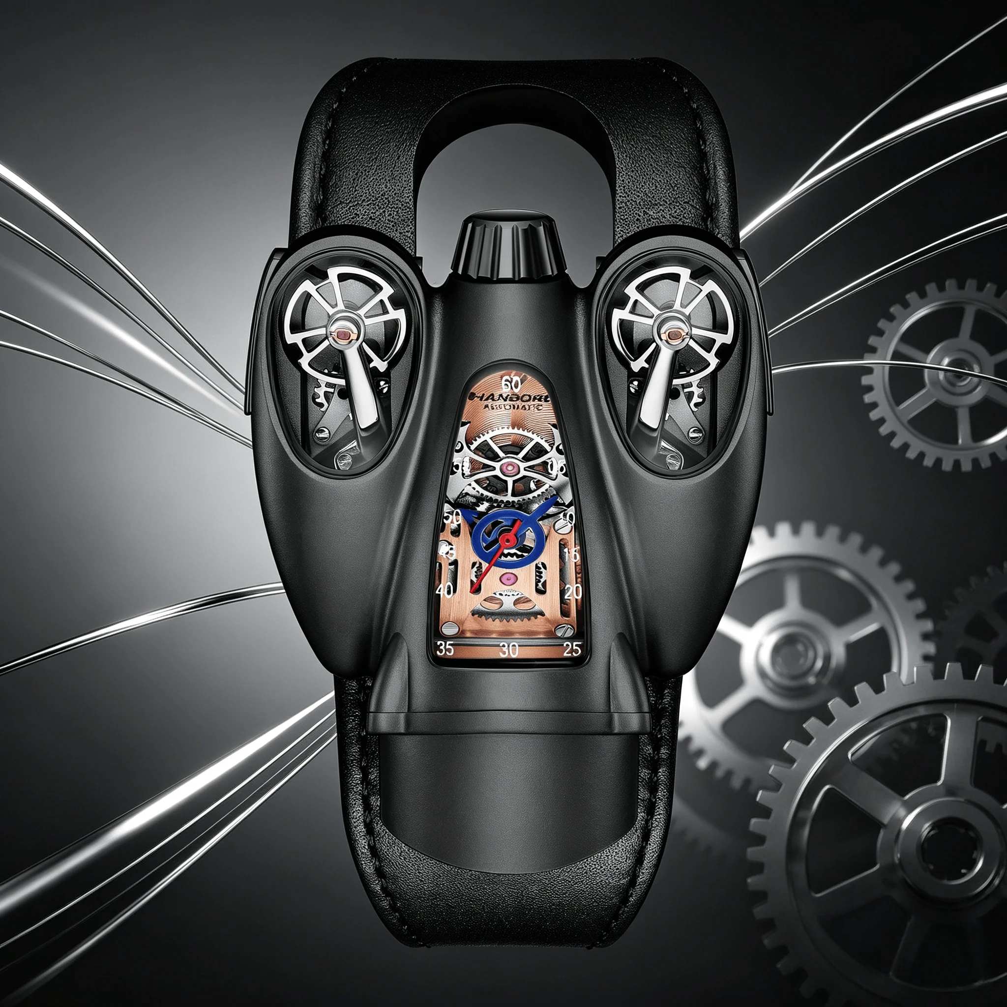 Dual Movement Watch Men Mechanical Quartz Hybrid Two Engine Skeleton Pilot Aviation Sapphire Stainless Steel Waterproof Luminous - 4