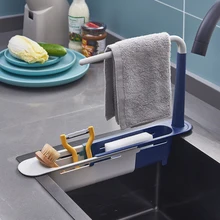 

Telescopic Sink Drain Racks Organizer Soap Brush Holder Basket Kitchen Storage Basket Gadgets Accessories Tool
