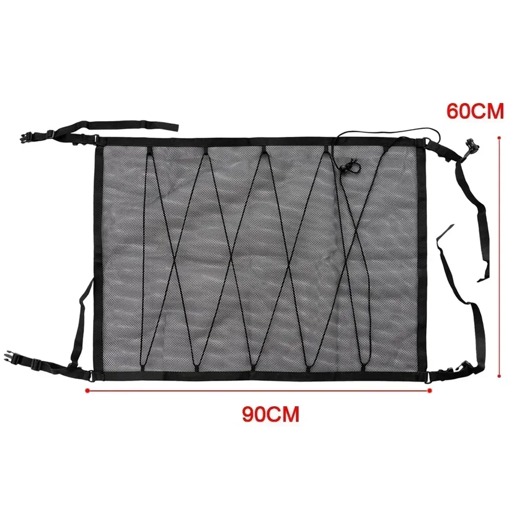 Car Ceiling Storage Net Pocket Car Roof Storage Organizer Breathable Mesh Bag Adjustable Mesh Pocket Interior Cargo Storage Bag