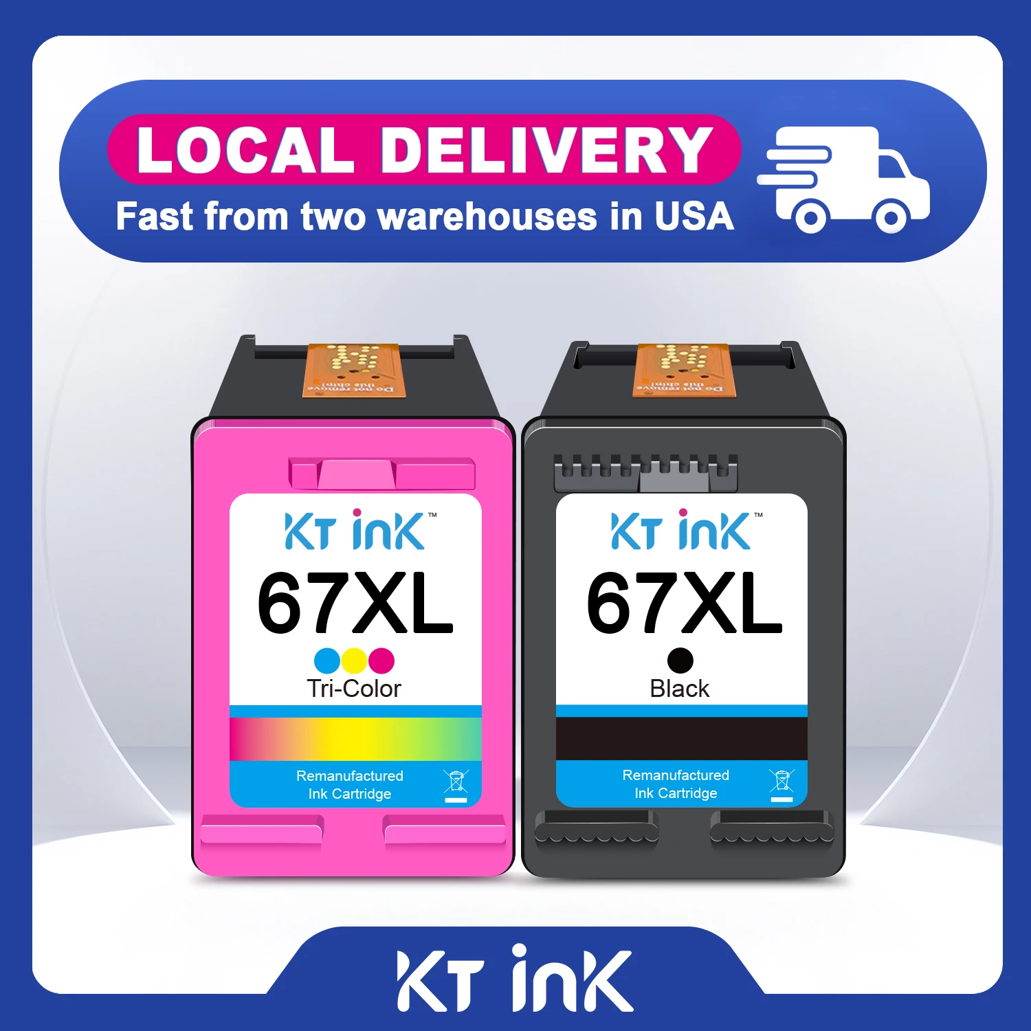 KT INK Remanufactured Ink Cartridges 67XL Replacement for HP 67 67XL for HP DeskJet 2700 2700e 2755e 2755 4155e 4155 Printers printer supplies ink cartridge inkjet ink cartridge