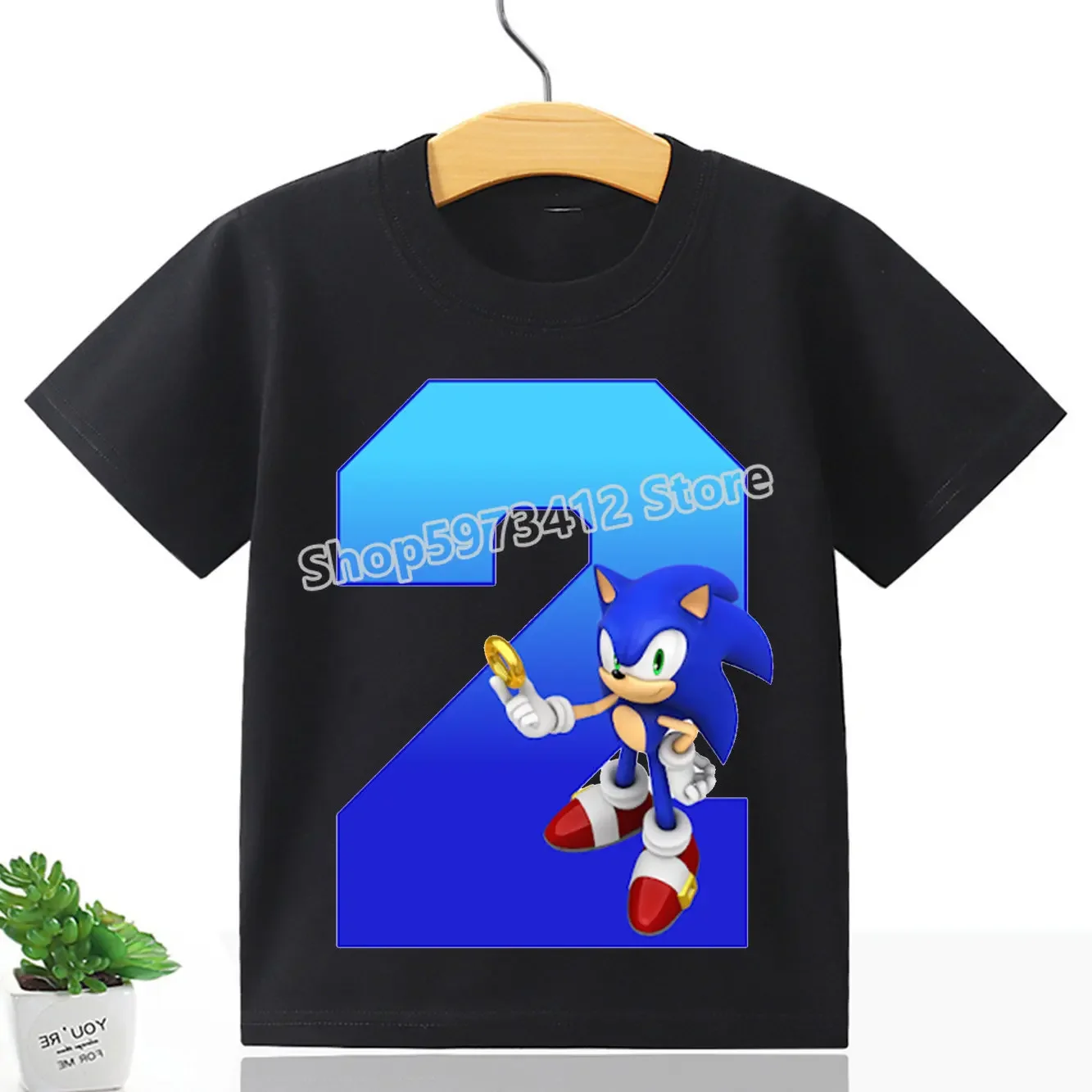 thumbnail image 1 of Camisetas de dibujos animados de Sonic The Hedgehogs para niños, camisetas con números del 1 al 9, camisetas estéticas para niños, camisetas de boutique para niños y niñas, camisetas de feliz cumpleañ, 1 of 5