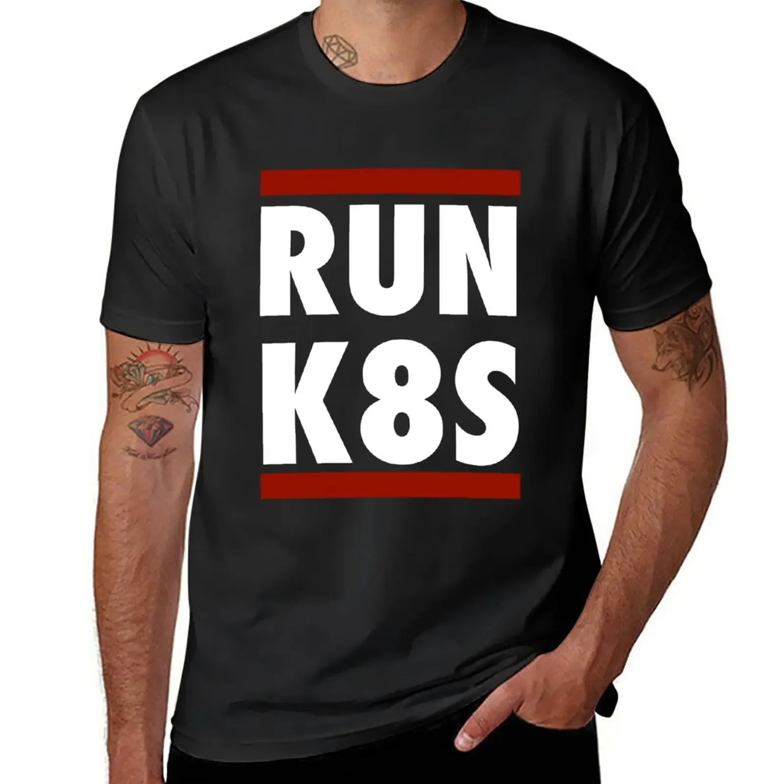 Футболка Run K8S, летние топы для мальчиков, белые, черные мужские простые футболки