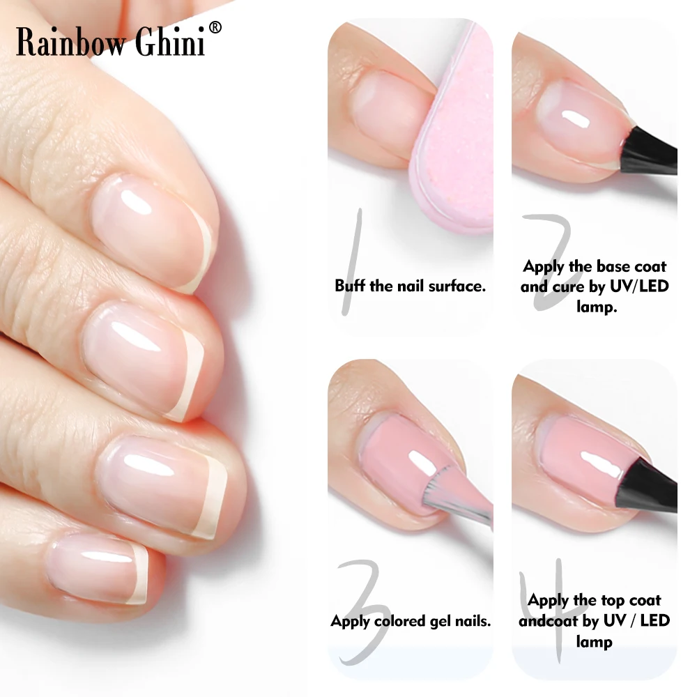 Rainbow Ghini 15ml Superbright Top Coat y Base Coat UV Gel First Nail Primer Polish without Sticky Layer No Wipe for Lamp nail polish