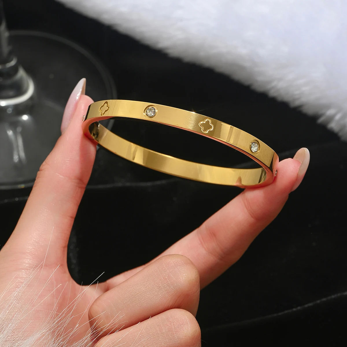 Stainless Steel Bracelet Gold Nail Women's