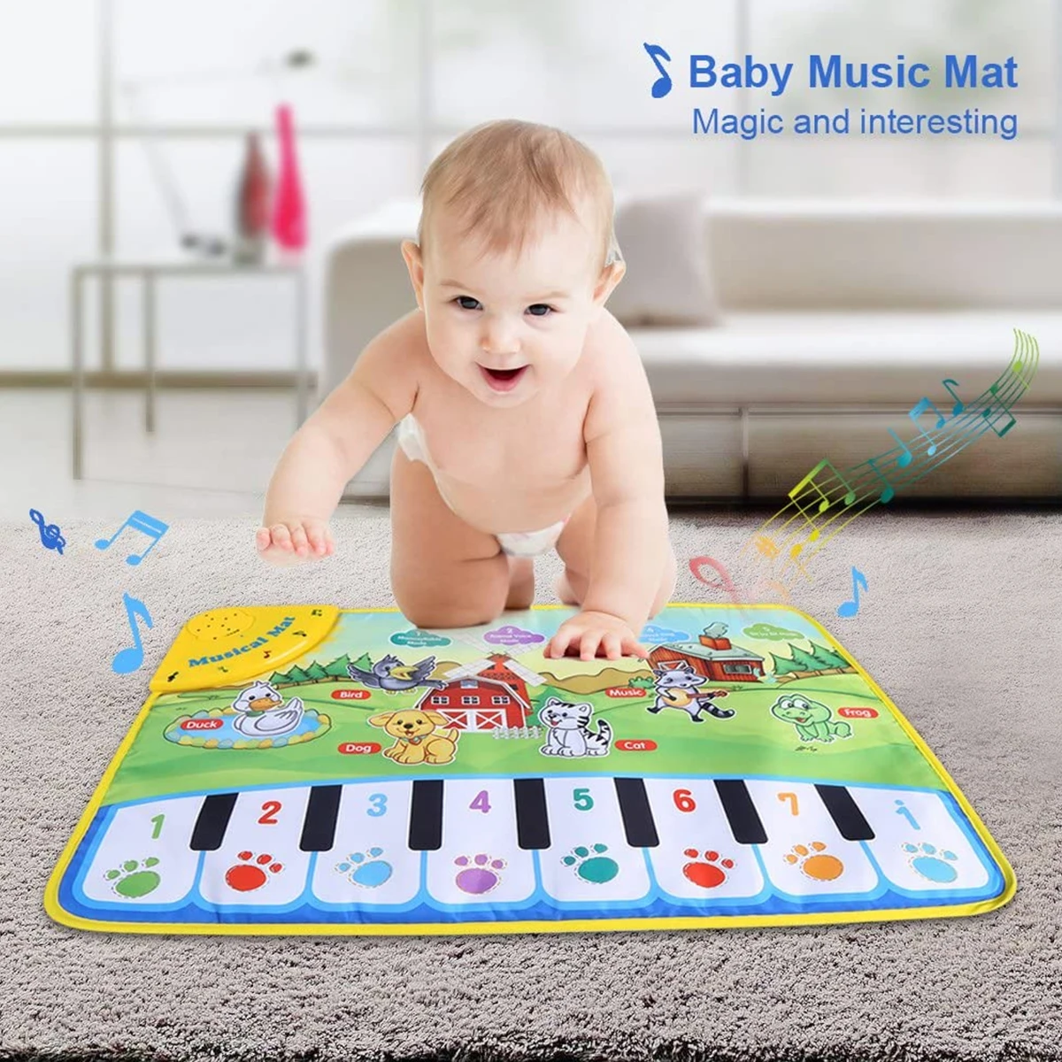 60x39cm Musical Piano Mat for Kids Toddlers Floor Keyboard Dance Mat with 8 Animal Sounds Baby Educational Toys floor mat kids carpet plush play mat