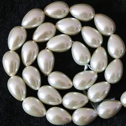 Elegant White Teardrop Pearl Beads for Jewelry Crafting & Design (5x7mm Beige 10pcs)