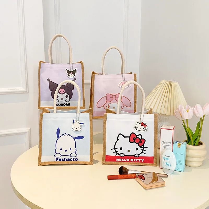 

Sanrio Kawaii Anime My Melody Handbag Cute Sweet Hello Kitty Cinnamoroll Cartoon Kuromi Shopping Bag Lovely Gifts for Girls
