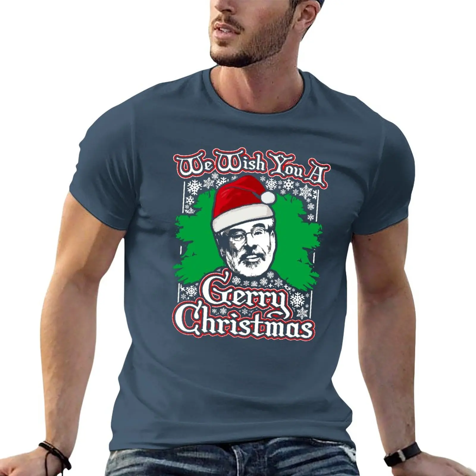 We Wish You A Gerry Christmas T-Shirt Coreano Fashion Summer Clothes Anime Clothes Summer Top Mens Tall T-Shirt