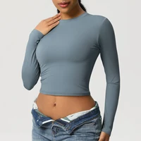 Women Yoga Shirts Quick Dry Long Sleeve Shirt Women Running Gym Top Women breathable Yoga Clothing Leisure Crop Top Sportswear - Image 3