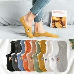 Japanese Kawaii Cute Short Socks Women Cartoon Embroidery Low Cut Ankle Sock Slippers Fashion Summer Invisible No Show Socks Sox