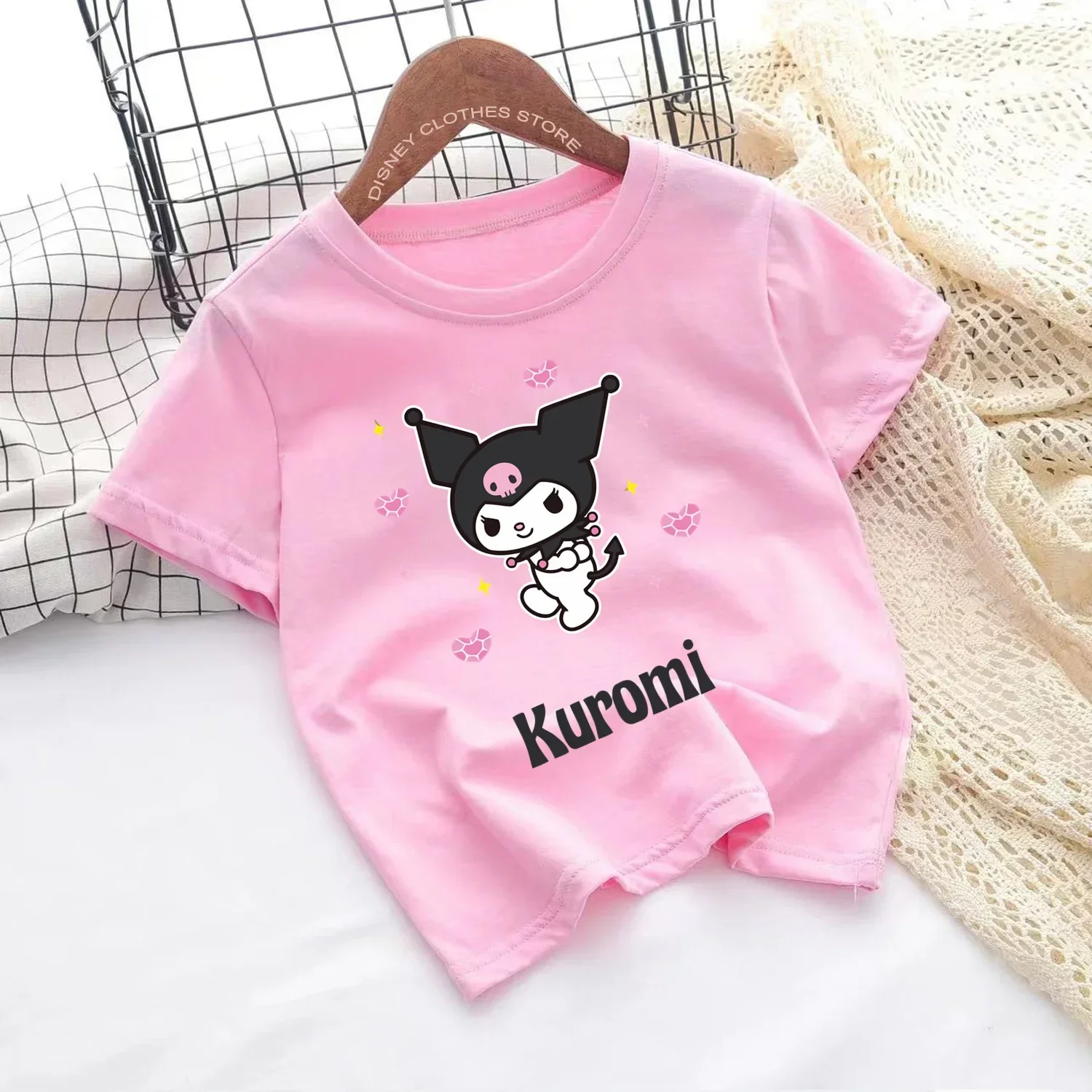 애니메이션 마이 멜로디 티셔츠, 오버사이즈 빈티지 워싱 쿠로미 티셔츠, 레트로 스트리트웨어, 헬로 키티, 귀여운 소녀 티 탑  Best5