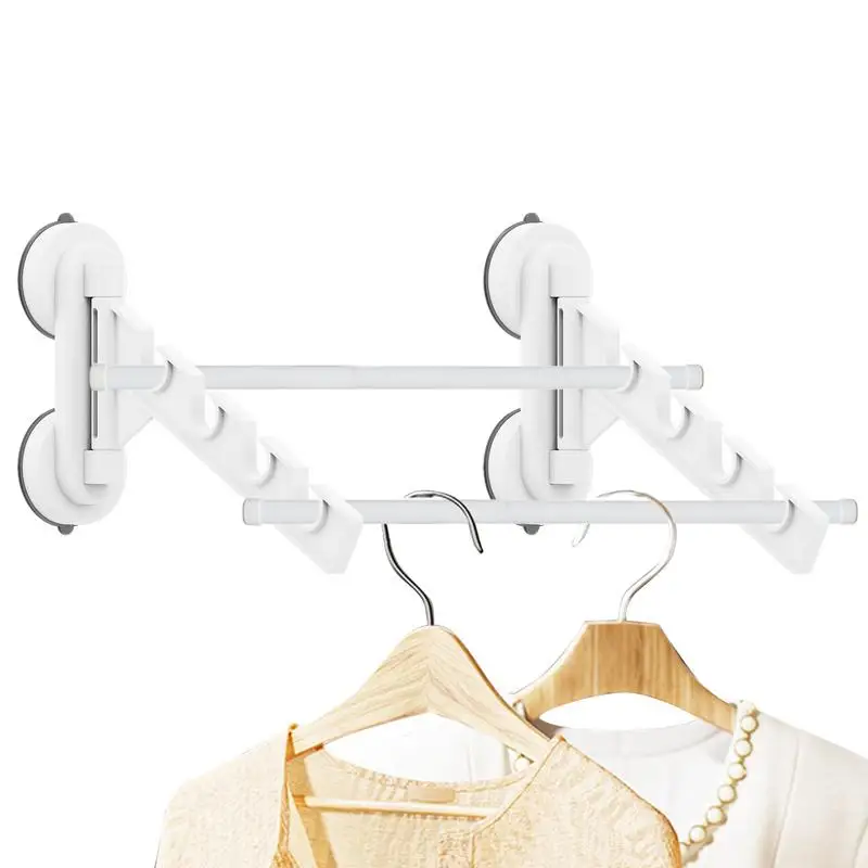 

Suction Cup Clothes Hanger Rack Wall Mount Vacuum Drying Racks For Laundry Collapsible Garment Hanger Hooks For Towels