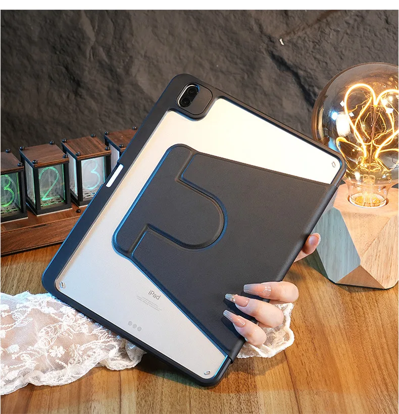 Cover Rotante Fintie Custodia Rotante Fintie Per IPad Pro 12.9 Pollici, Modelli 2018-2022, Con Portamatite Magnetico E Supporto Regolabile Custodia Magnetica Rotante - Foto 9