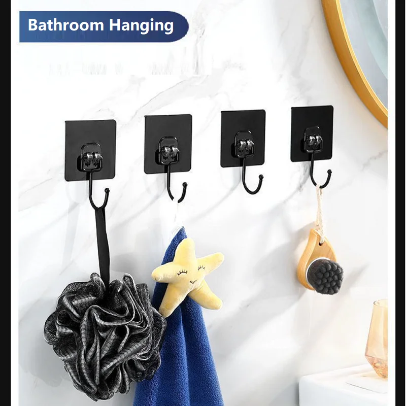 Adhesive Hooks Large 5Pcs 40kg Waterproof Rustproof for Bathroom Kitchen