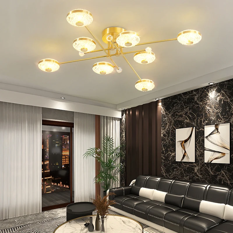 

New Design Nordic Modern Minimalist Art Chandeliers All Copper Chandeliers Interior Living Room Dining Room Decorative Lamps