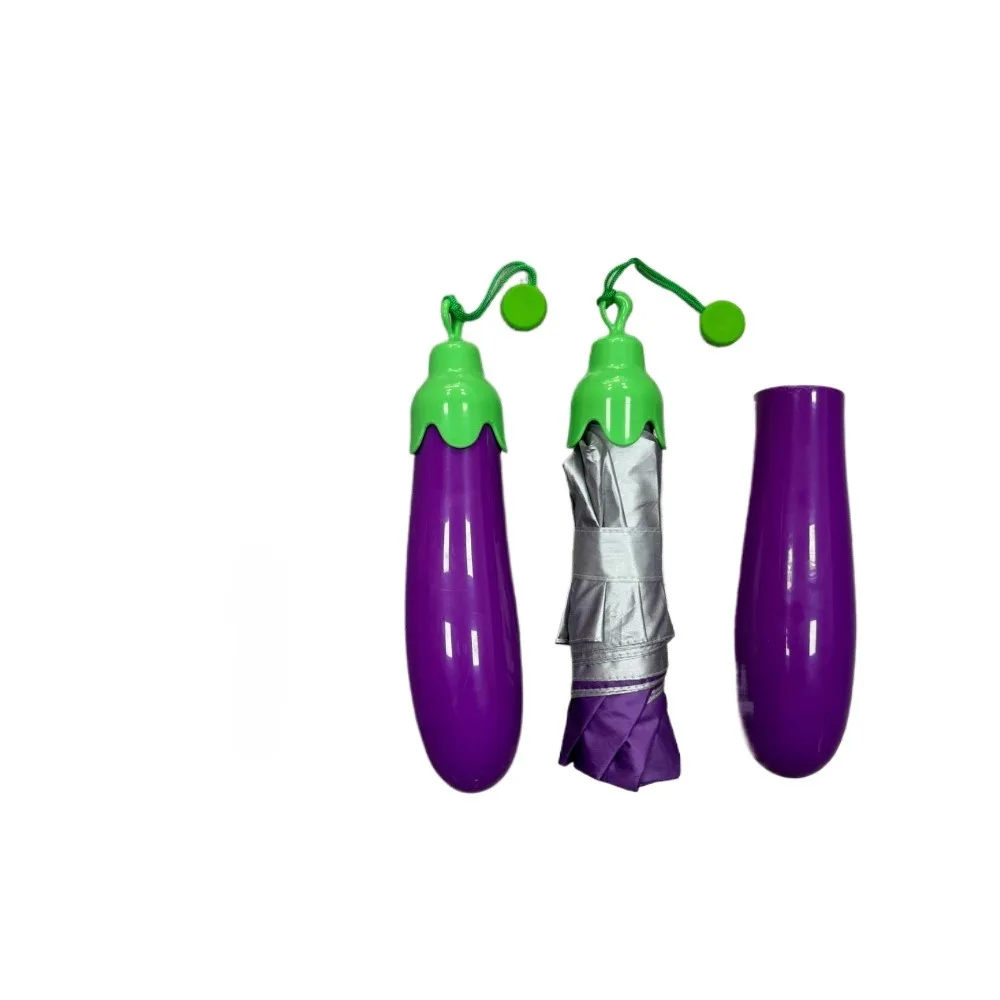 Whimsical Veggie Design Folding Umbrella: Sun-Protective, Durable, Compact for Travel-Manual Open, 8 Ribs