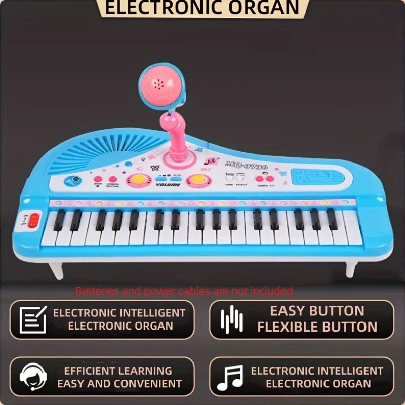 Boy and Girl Music Toy Electronic Keyboard Toy 37 Keys Pink Electronic Musical Multifunctional Instruments with Microphone