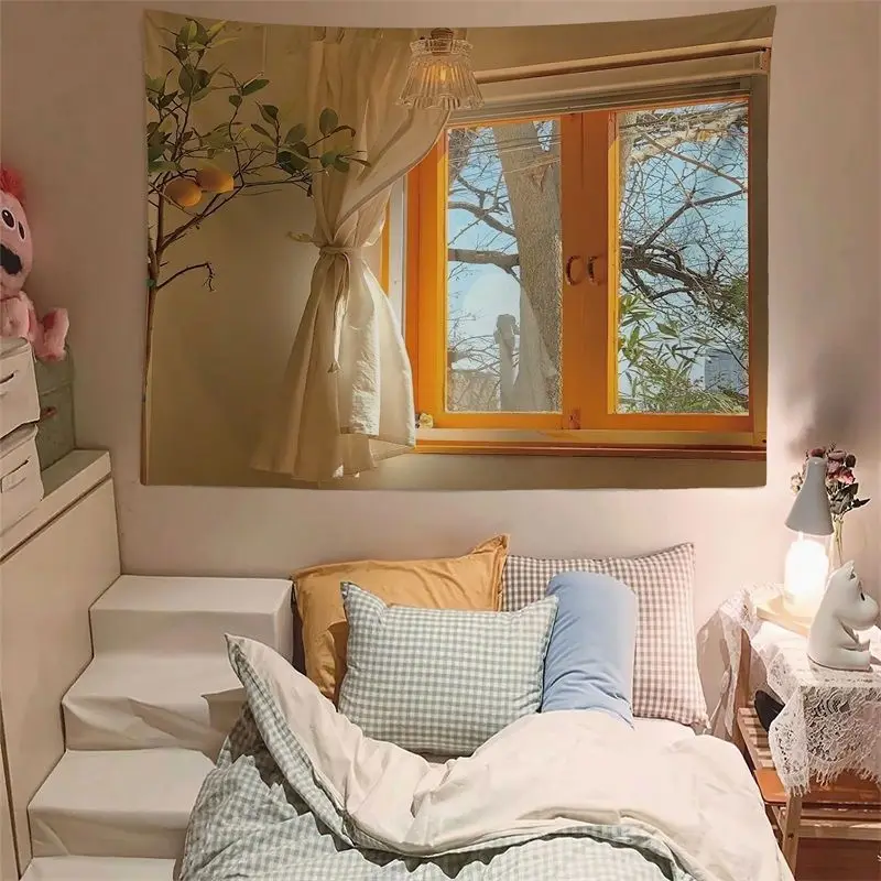 Window Scenery Hanging Cloth Room Decoration Background Cloth Bedroom Wall Poster Dormitory Renovation