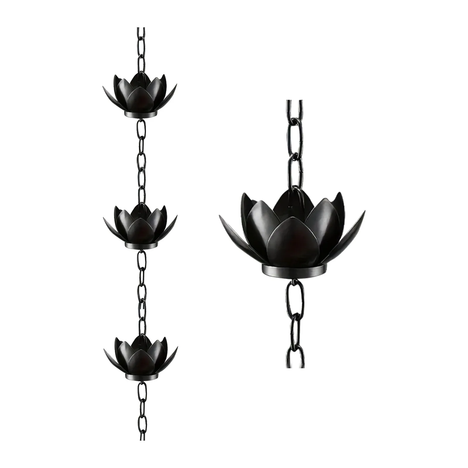 Metal Garden Leaf Rain Chain Decorative Long Lasting Steel Leaves Wind Chime Creative Hanging Rain Chain For Garden Outdoor