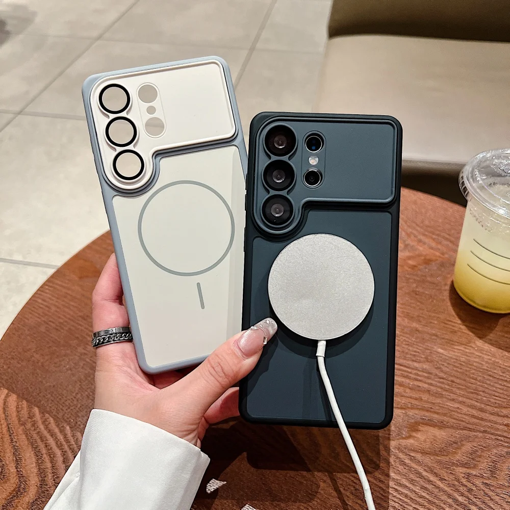 Luxury Large Lens Protection Matte Case with MagSafe Charge