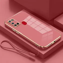 Premium Luxury Square Plating Shockproof Phone Case for Samsung Galaxy M Series (Gs6D red)