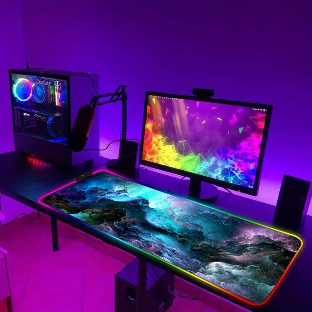 Большой игровой коврик для мыши, RGB, размер XXL 80x30 см
