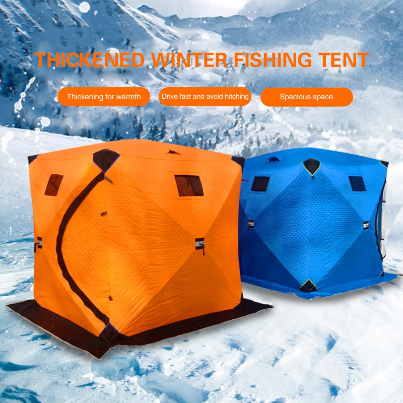 Outdoor Winterized Tent Thickened Warm Cotton Tent With Stove Chimney Hole  3-4 Person Winter Ice Fishing Tent Camping Tent