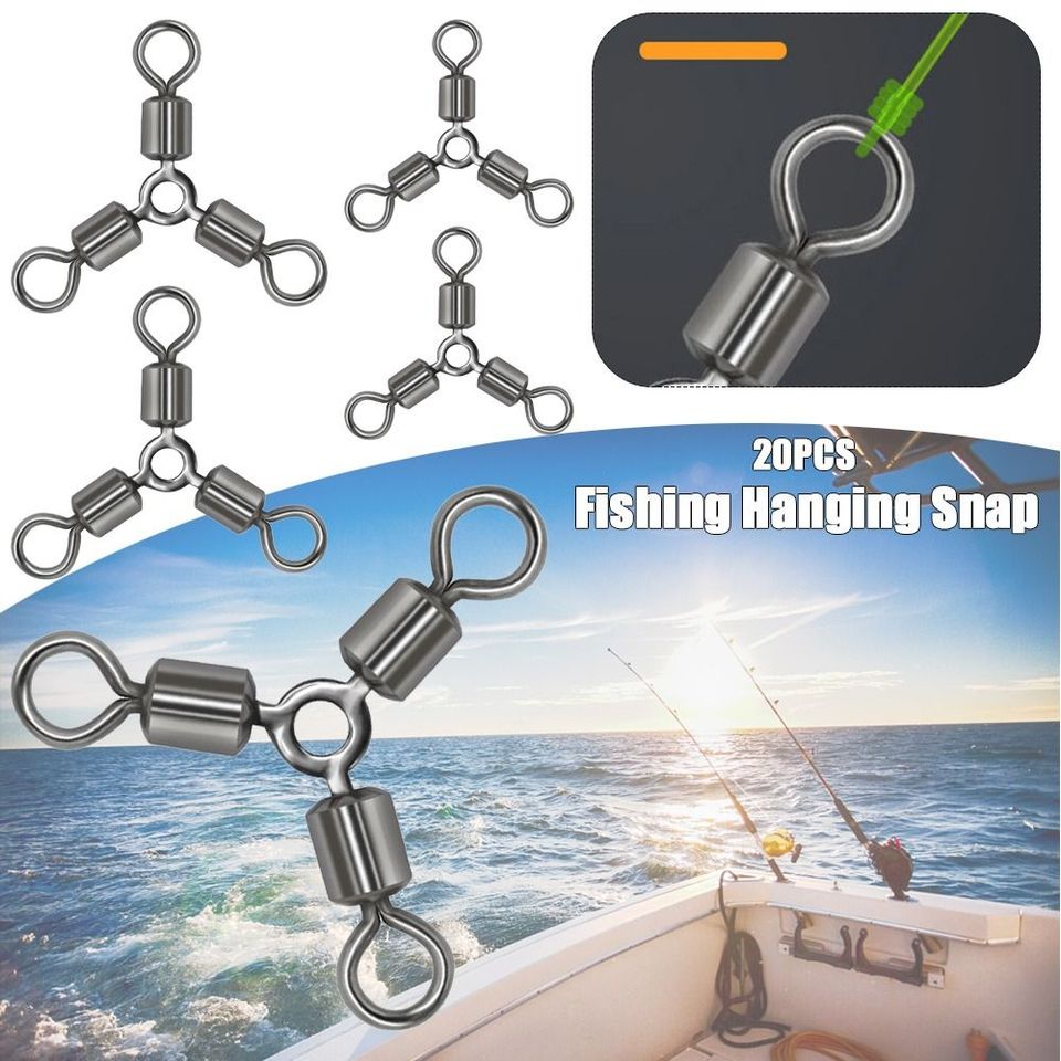 20Pcs/lot Portable Stainless Steel High Quality Durable Tackle Fishing Rolling Swivels Connector Solid Rings Bearing