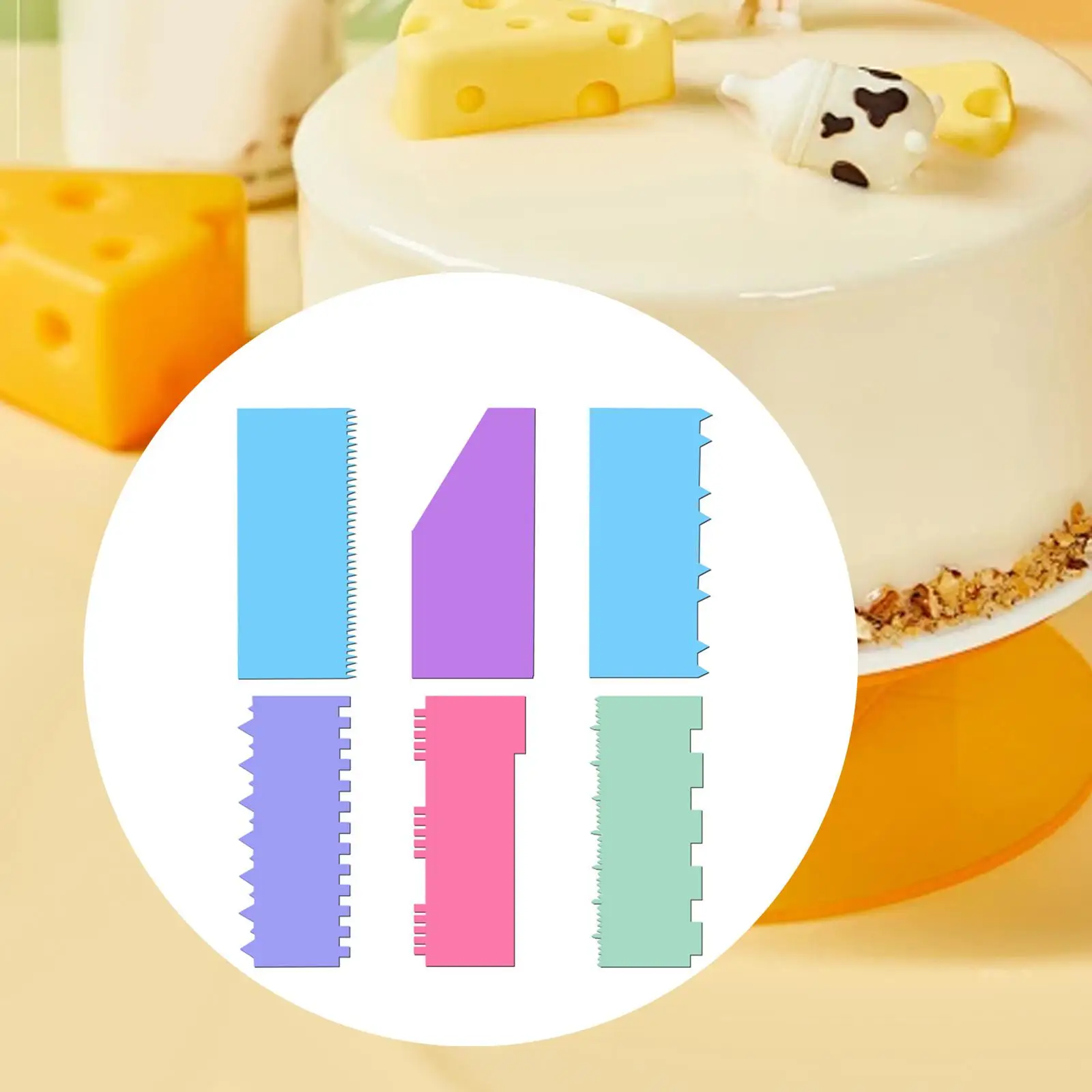 케이크 아이싱 스크레이퍼 스무더, DIY 케이크 조각 모델링 도구, 결혼식 생일 주방 베이킹 파티, 손쉬운 청소, 6 개