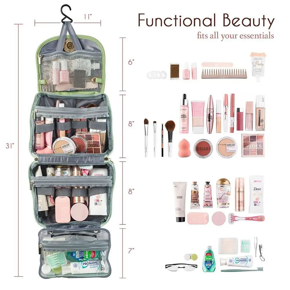 

Toiletry Bag Travel Bag with Hanging Hook Water-resistant Makeup Cosmetic Bag Toiletries Storage Organizer Traveling Accessories