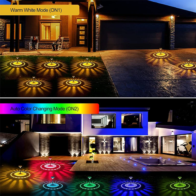 Solar Garden Lights 1/2/4pcs LED Outdoor Pathway Lawn Lamp RGB Color Changing Landscape Lighting  for Garden Decoration solar lamps