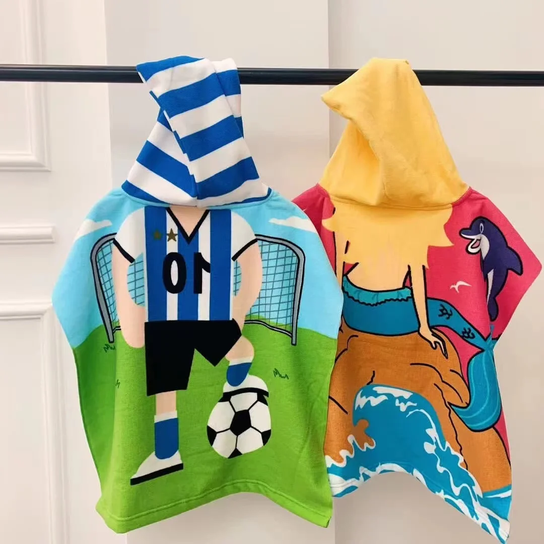 

Kids Hooded Towel Cartoon Print Baby Microfiber Bath Towel Cloak Swimming Bathing Beach Cap Towel Infant Washcloth Stuff