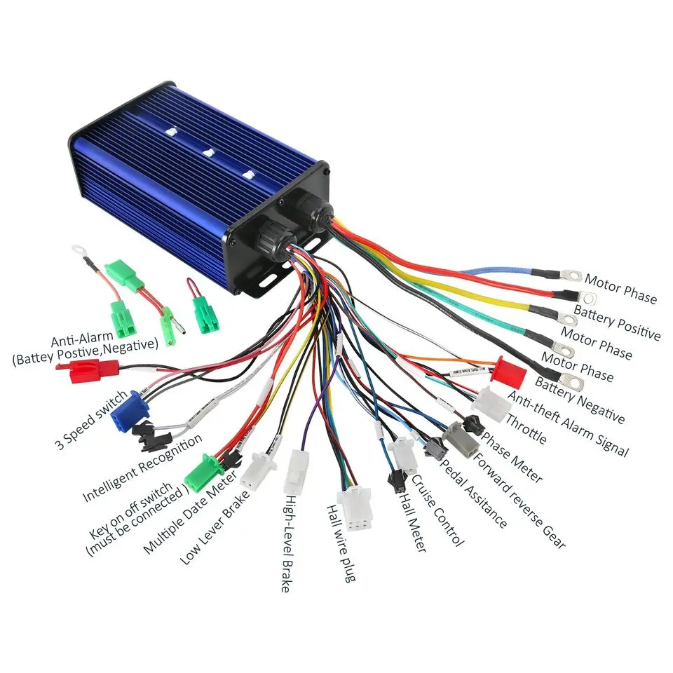 Controller Motore Brushless DC 36V/60V/72V – 60A – 350W-3000W – Per Scooter E Bici Elettrica