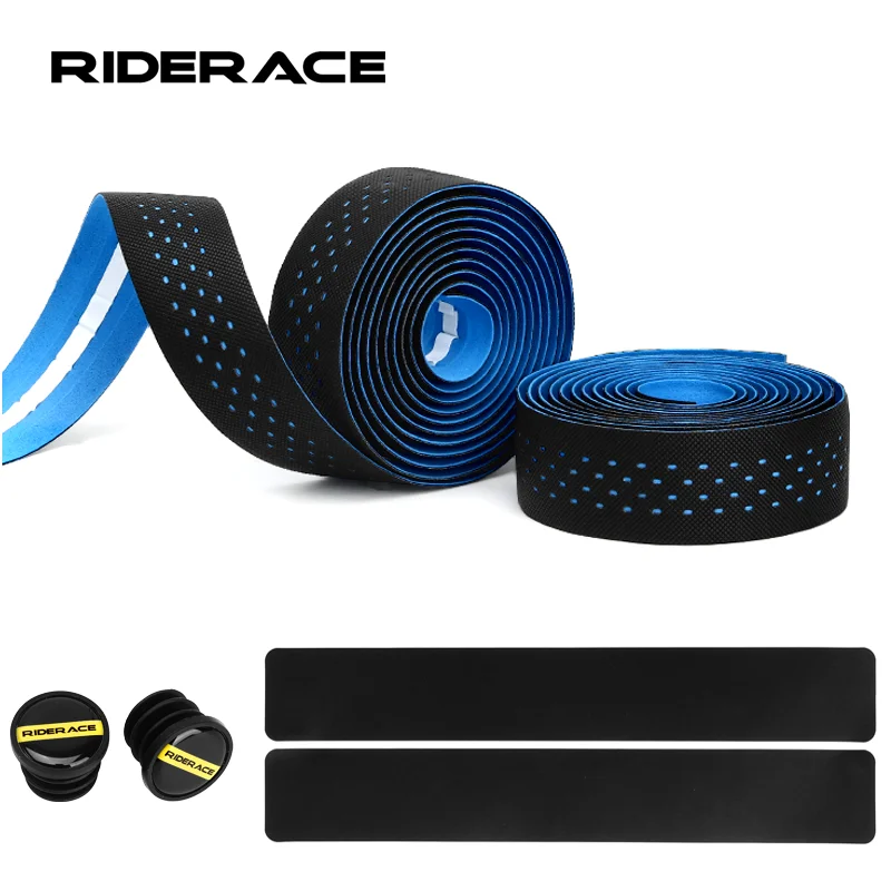 

Road Bike Handlebar Tape PU EVA Punch Breathable Anti-Slip Shock Absorption Bicycle Handlebar Wraps Fixing Straps With Bar Plugs